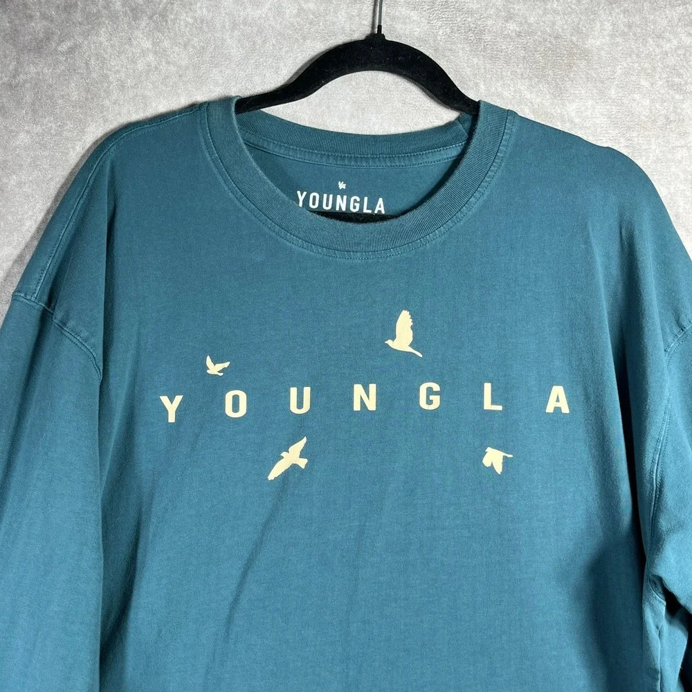 Young LA Shirt Mens XL Blue Crew Neck Pullover Long Sleeve Casual Streetwear‎